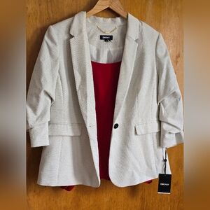 DKNY White Blazer with Red Lining Structured Formal Design